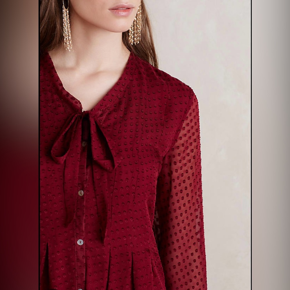 Anthropologie Clipdot Tieneck
Blouse by Meadow Rue, XL, Raspberry